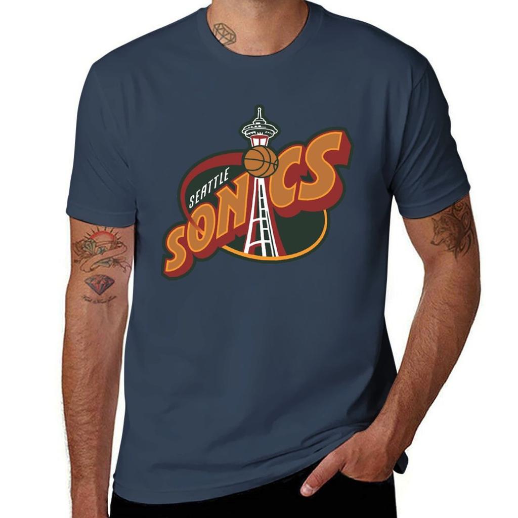 Seattle Sonic T-shirt Black Cotton T-shirt Plain For Man Package Man T Shirts Graphic G Man T Shirts For Men T-shirt