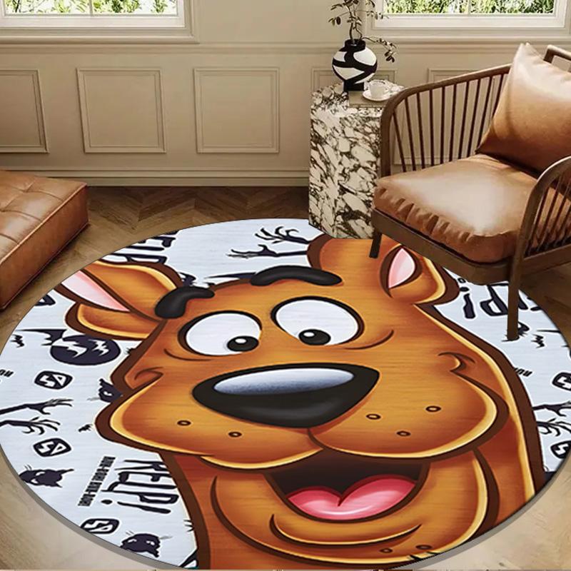 Scoo-dog Adventure Round Rug for Livingroom,Bedroom, Palyroom, Chair Rug, Area Rug, Circle Carpet, Large Size Fan Christmas Gift