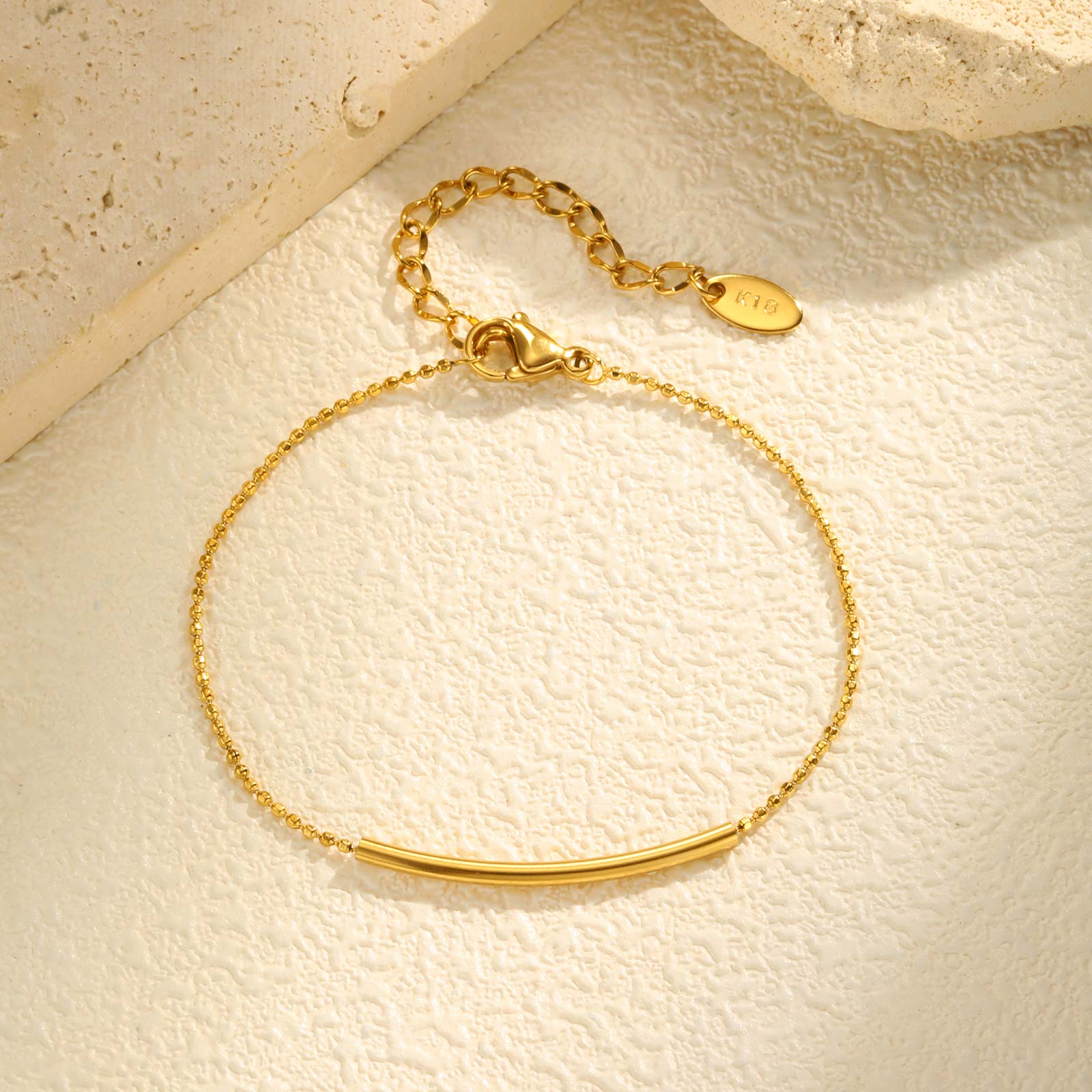 

New Minimalist Round Bent Pipe Bead Bracelet for Women, Stainless Steel Gold Color Bracelet Dainty Luxury Jewelry for Gift 16cm-21cm