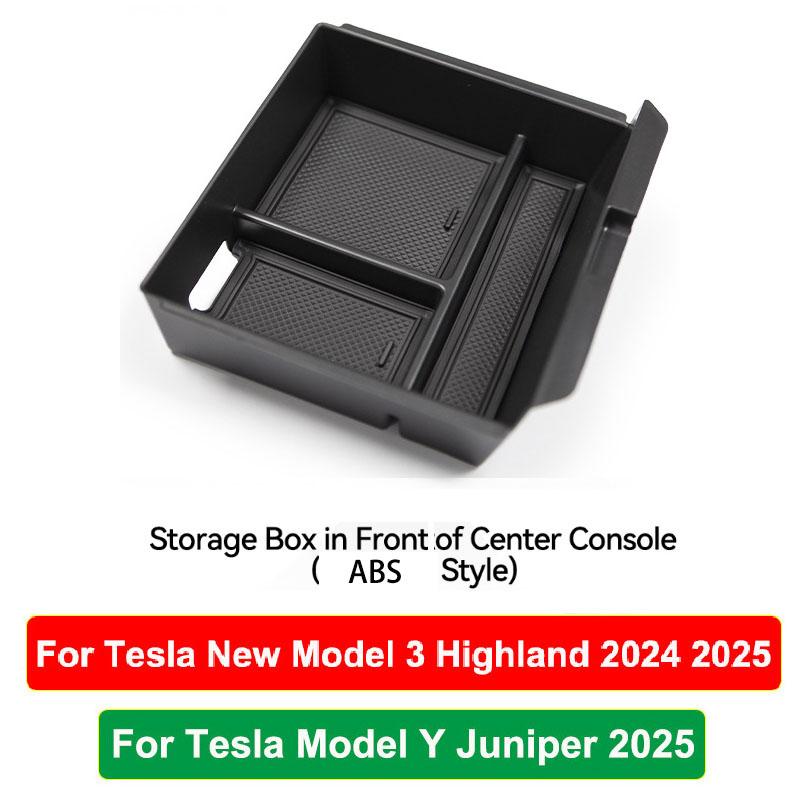 For Tesla New Model Y Juniper 2025 Model 3 Highland 2025 Storage Box Center Armrest Hidden Box Cup Holder Organizer Accessories