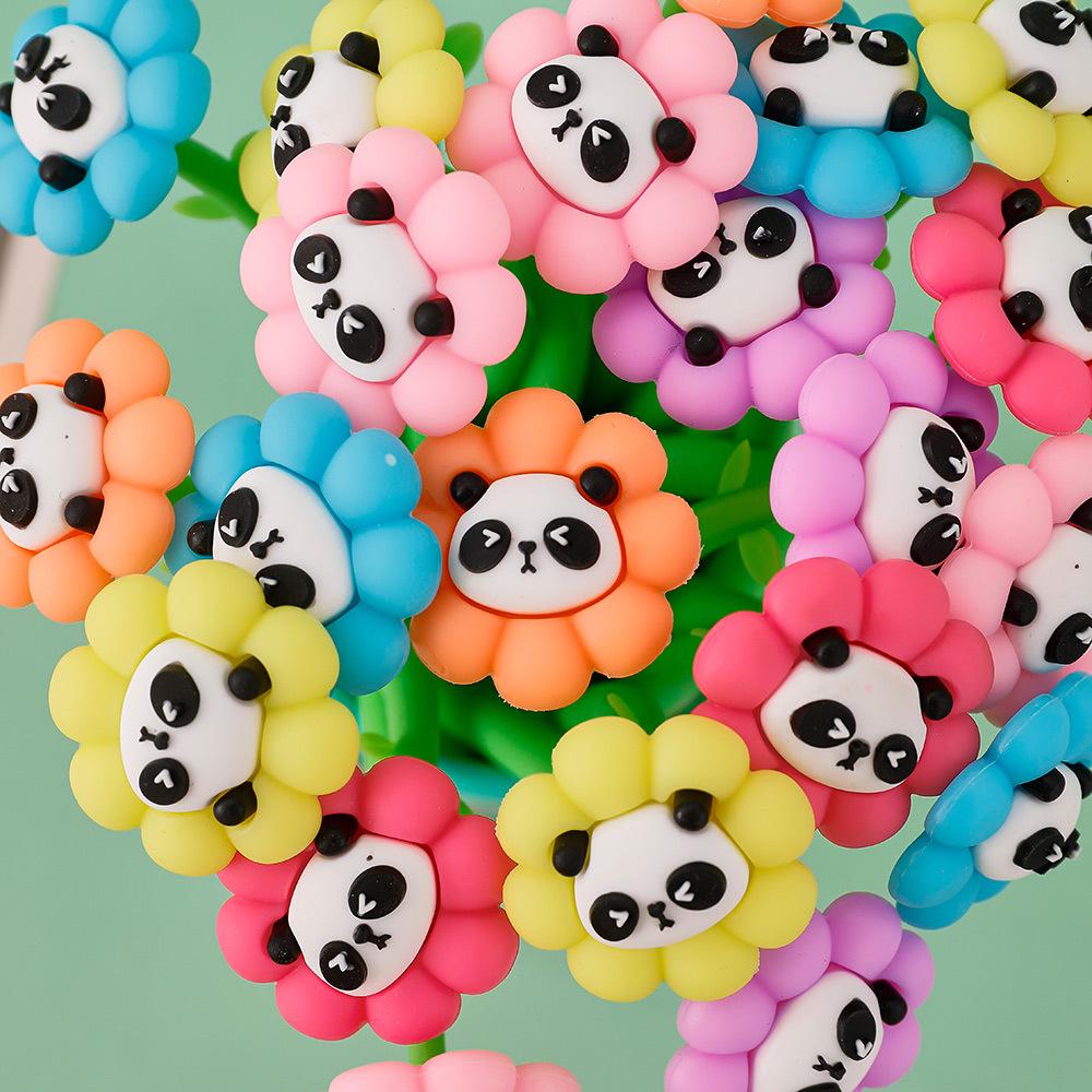 Panda Flower Cartoon Roly-Poly Black Ink Pen - Cute High-Quality Student Stationery