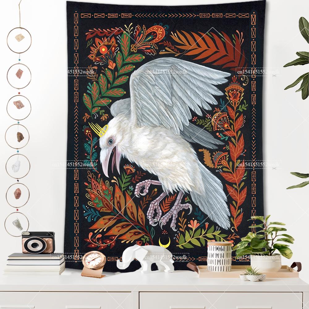 Raven Norse Folk Tapestry Medieval Animals Birds Tarot Tapestrys Room Decor Aesthetics Landscape Art Posters Background Cloths
