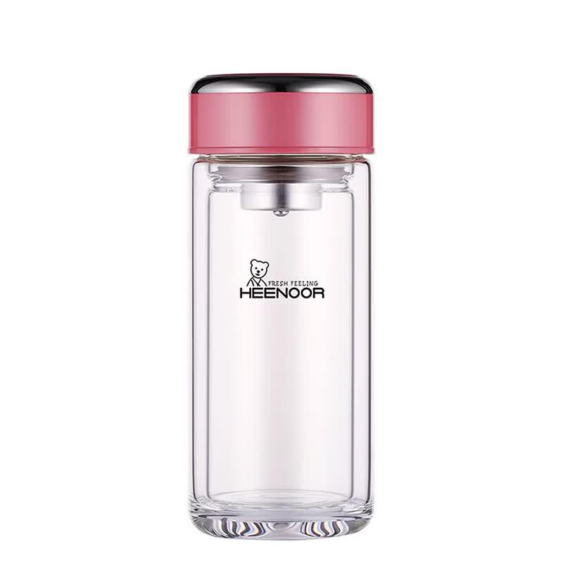 Двухслойный стеклянный стакан Xeno XN-9331 240mL розовый
