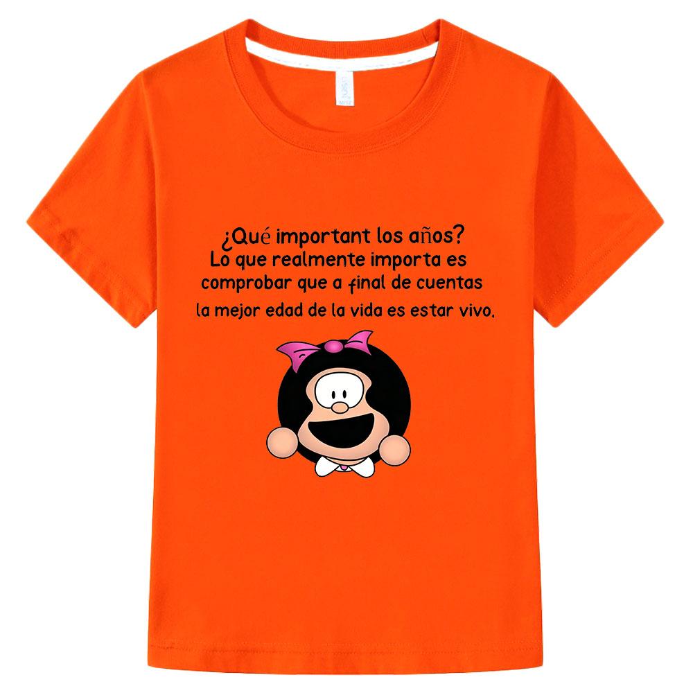 100% Bavlna Mafalda Dětské Tričko Kreslené Dívčí Oblečení Roztomilé Chlapecké Krátký Rukáv Manga Potisk Vrcholy Letní Dětská Trička Camisetas Anime Tričko