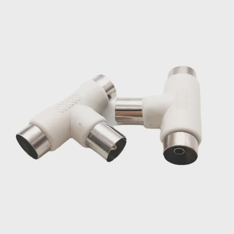 Three-Way Cable TV Splitter: 1 Male to 2 Female RF Signal Adapter