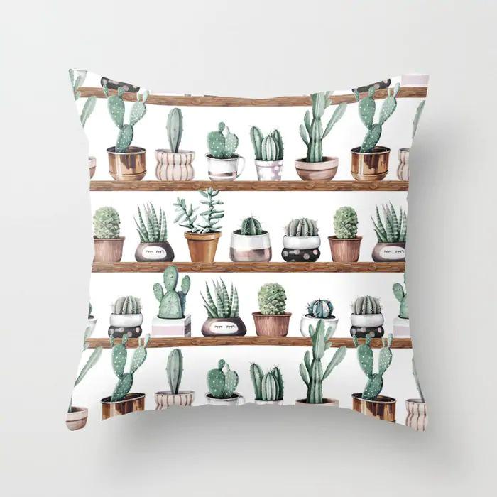 Nordic Style Tropical Plant Cactus Pattern Cushion Cover Sofa Car Office Pillowcase Home Decor Pillowcase