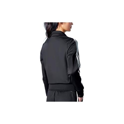 adidas Originals Striped Long-Sleeve Retro Sports Jacket for Women, Black