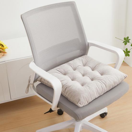 Seat Cushion Crystal Velvet Fabric Thickened High-Elastic Sponge Long Sitting Comfort Cushion Anti-Slip Design Solid Color Chair Cushion