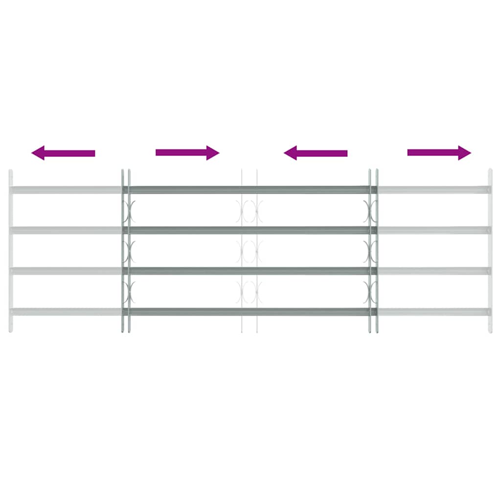 Vidaxl Adjustable Window Grate, 4 Metal Bars, 1000-1500 Mm