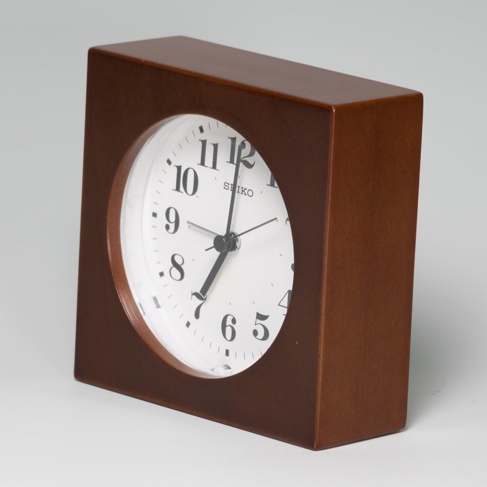 Seiko Clock Wall Clock/Desk Clock, Analog, Alarm, Wooden Frame, Brown Wood Finish, KR501B SEIKO