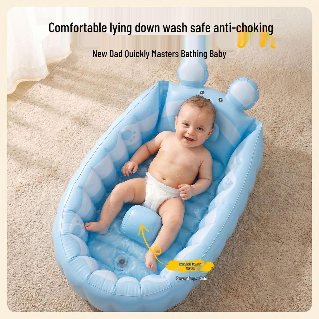 Portable Folding Baby Bathtub: Multi-functional for Sitting and Lying Down - Ideal for Infants and Toddlers.