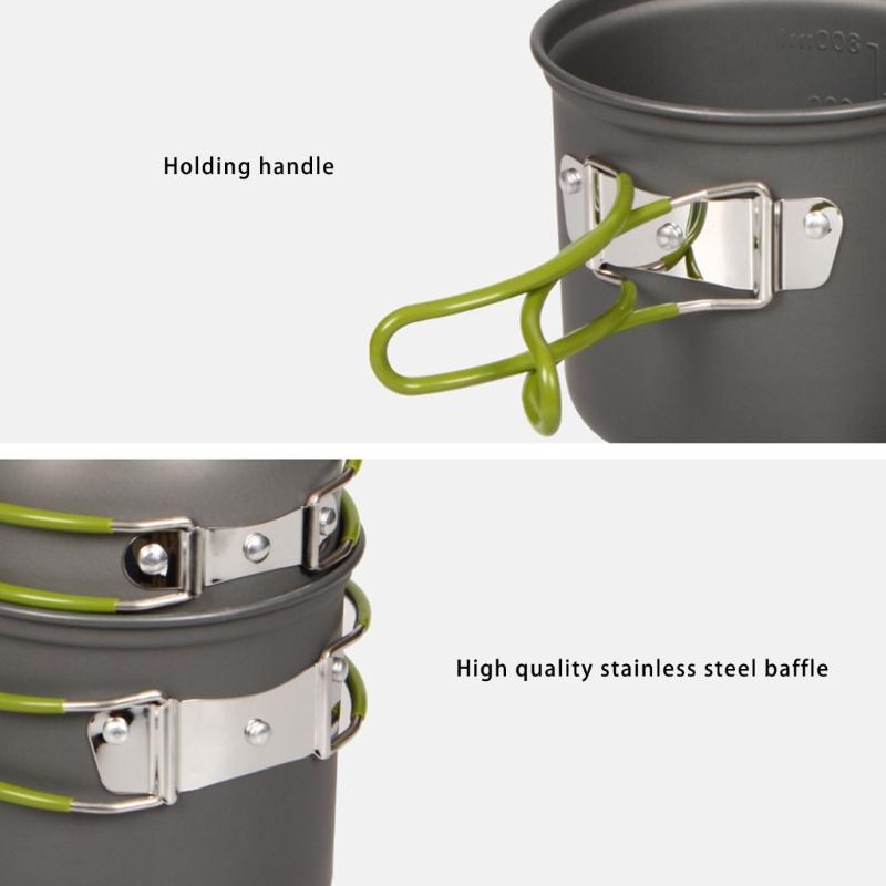 Aluminum Camping Cookware Utensils Set Outdoor Hiking Picnics Cooking Tableware With Folding Cutlery & Stove Easy to Use