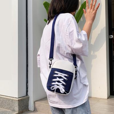 Bolsa Transversal de Lona Feminina Casual Pequena Bolsa de Ombro Design de Sapato de Lona Bolsa Transversal para Vida Diária Viagem Deslocamento