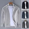 Herbst Winter Herren Mantel Reißverschluss Strickjacke Stehkragen Lange Ärmel Einfarbig Dick Elastisch Lose Gestreifte Textur Alltagskleidung Strickjacke
