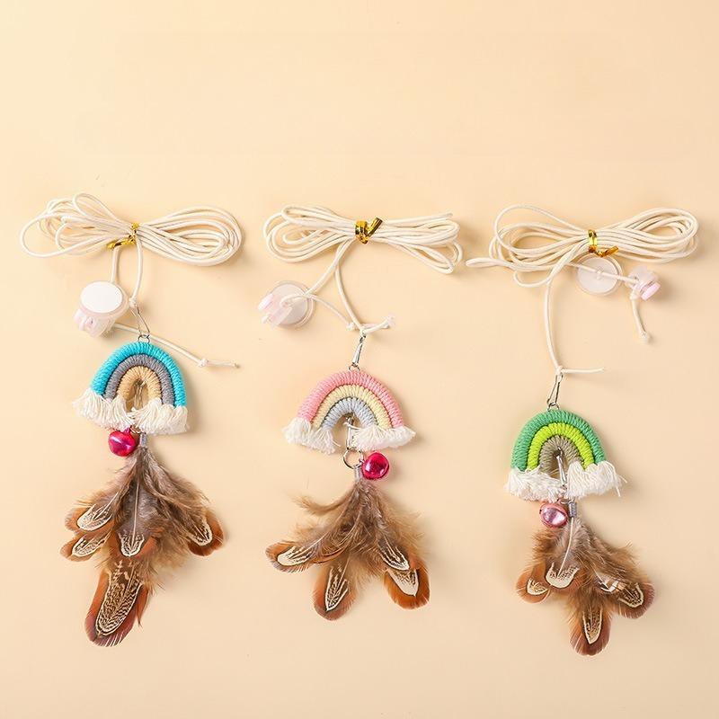 Katzenspielzeug Interaktives Wandhängendes Katzenspielzeug mit Glocke Selbst-hey Interaktives Spielzeug für Kätzchen zum Spielen Teaser-Stabspielzeug