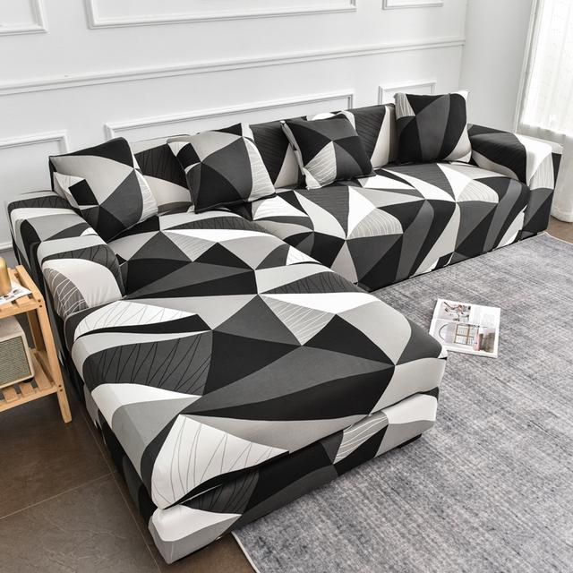 Neue Stil Gedruckt L Form Sofa Abdeckungen Für Wohnzimmer Sofa Protector Anti-Staub Elastische Stretch Abdeckungen Für Ecke Sofa Abdeckung