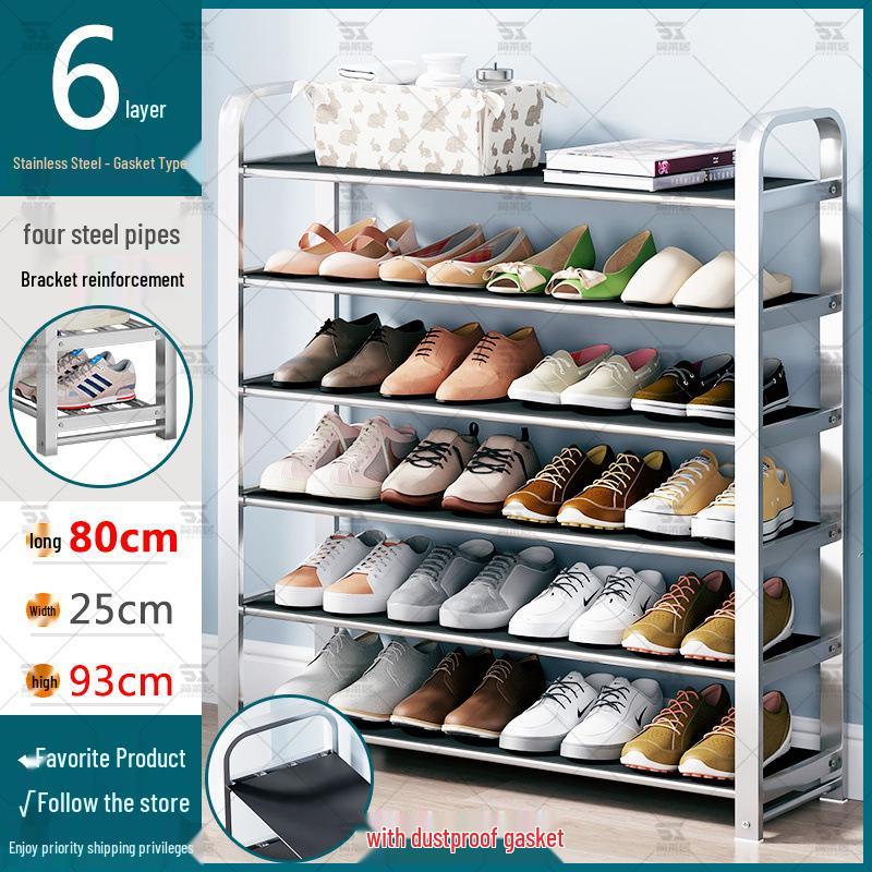 Stainless Steel Multi-layer Shoe Rack for Home or Dorm - Dustproof Storage Cabinet
