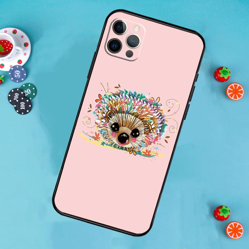 Cute Hedgehog Phone Case For iPhone 17 Air 16 15 14 13 11 12 Pro Max 13 12 mini 15 16 Plus 16e Cover Funda