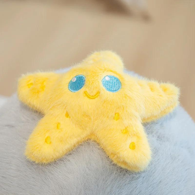 Soft Sea Lion Plush Toy with Starfish on Head Stuffed Animal Cute Marine Seal Pillow Kids Adults Bed Sofa Decor Birthday Gift