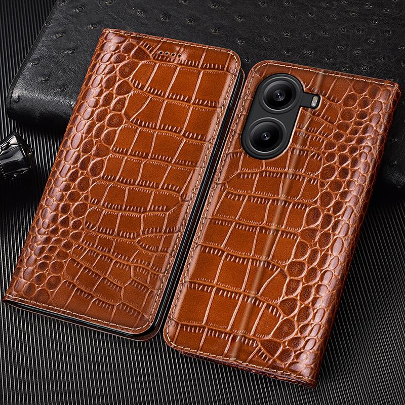 Crocodile Genuine Leather Flip Case for Redmi Turbo 3 4 6 Pro 6A 7 7A 8 8A 9 9A 9C 10 10C 12 12C 13C 14C 15 15C Cover Cases