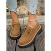 Lace-up Platform Loafers Women's New 2025 Autumn Vintage Muffin Plus-size Low-top Shoes