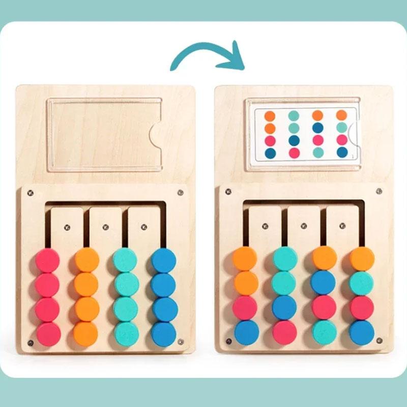 Montessori Wooden Learning Game Board for Kids 4 Color Shape Matching Cognition Brain Development Logic Thinking Educational Toy