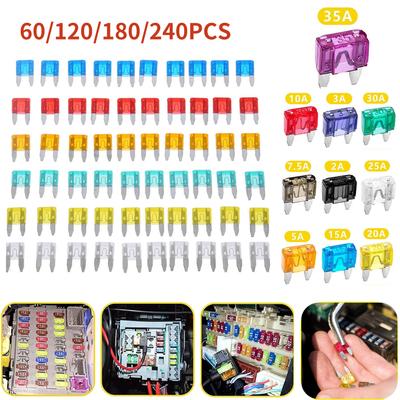 60/100/120pcs Auto Car Styling Cars Truck Mini Fuse Mixed Set Kit Safety Assortment Mini Truck Blade Fuse Replacement