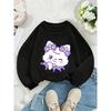 European sizes Kids' Crewneck Sweatshirt | Cute Kitty with Purple Bows and Paws, , Sportswear and Casual Wear, Soft and Comfortable