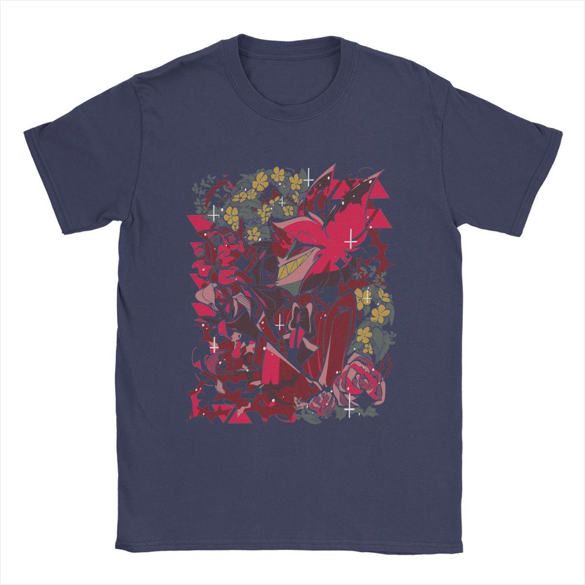 

Футболка Hazbins Hoteled Alastor Spring Мужская Новинка Футболка С Круглым Вырезом Короткий Рукав 6XL темно-синий