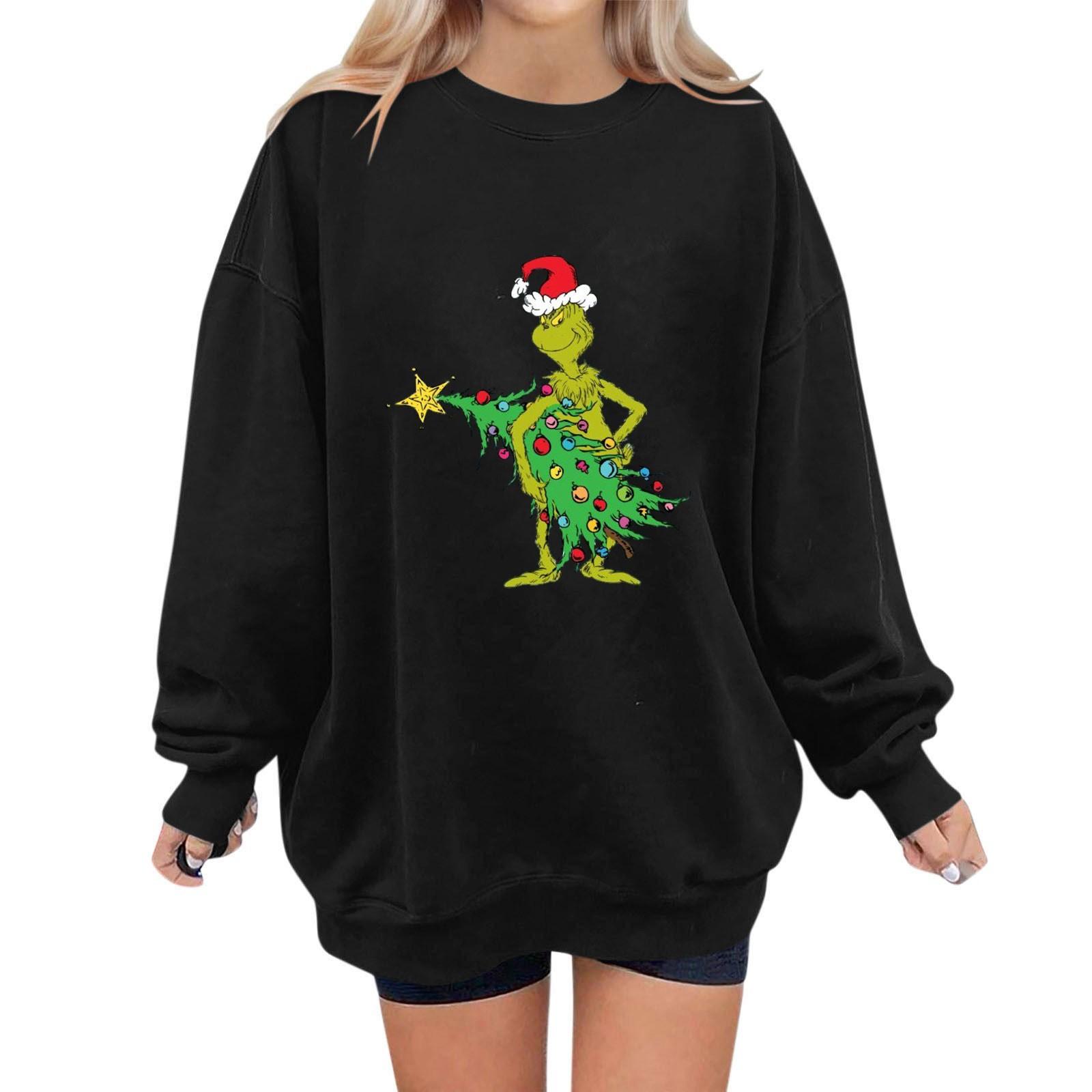 

Женские модные повседневные универсальные повседневные толстовки с длинным рукавом и принтом, верхние толстовки XL чёрный