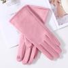New Women Winter Keep Warm Touch Screen Suede Fabric Plus Velvet Inside Thicken Female Elegant Solid Simple Style Soft Gloves