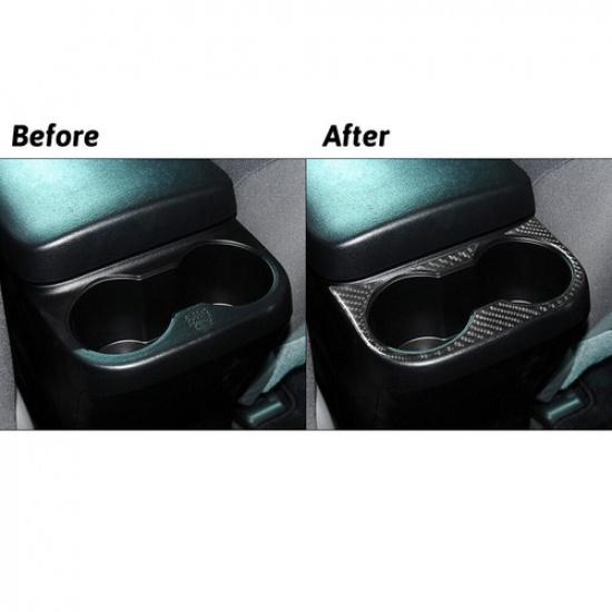 2Pcs Carbon Fiber Interior Rear Center Cupholder Cover Trim For Toyota Tacoma