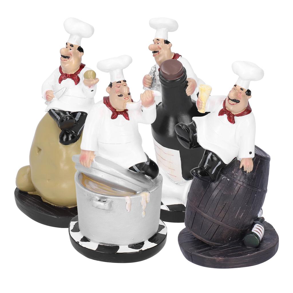 Model Chef Statue Figurines Set Kitchen Decor with Potatoes Resin Ornaments Collectible Gift