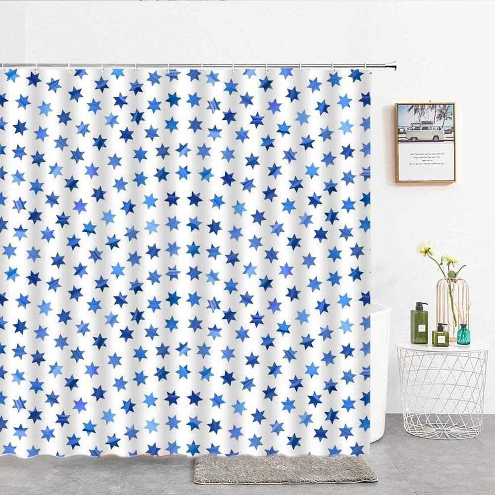 

Modern Cartoon Stars Shower Curtain Creative Geometry Bath Curtain Waterproof Fabric Bathroom Home Decoration Bathtub Screen W60H190(CM)-1 Pcs