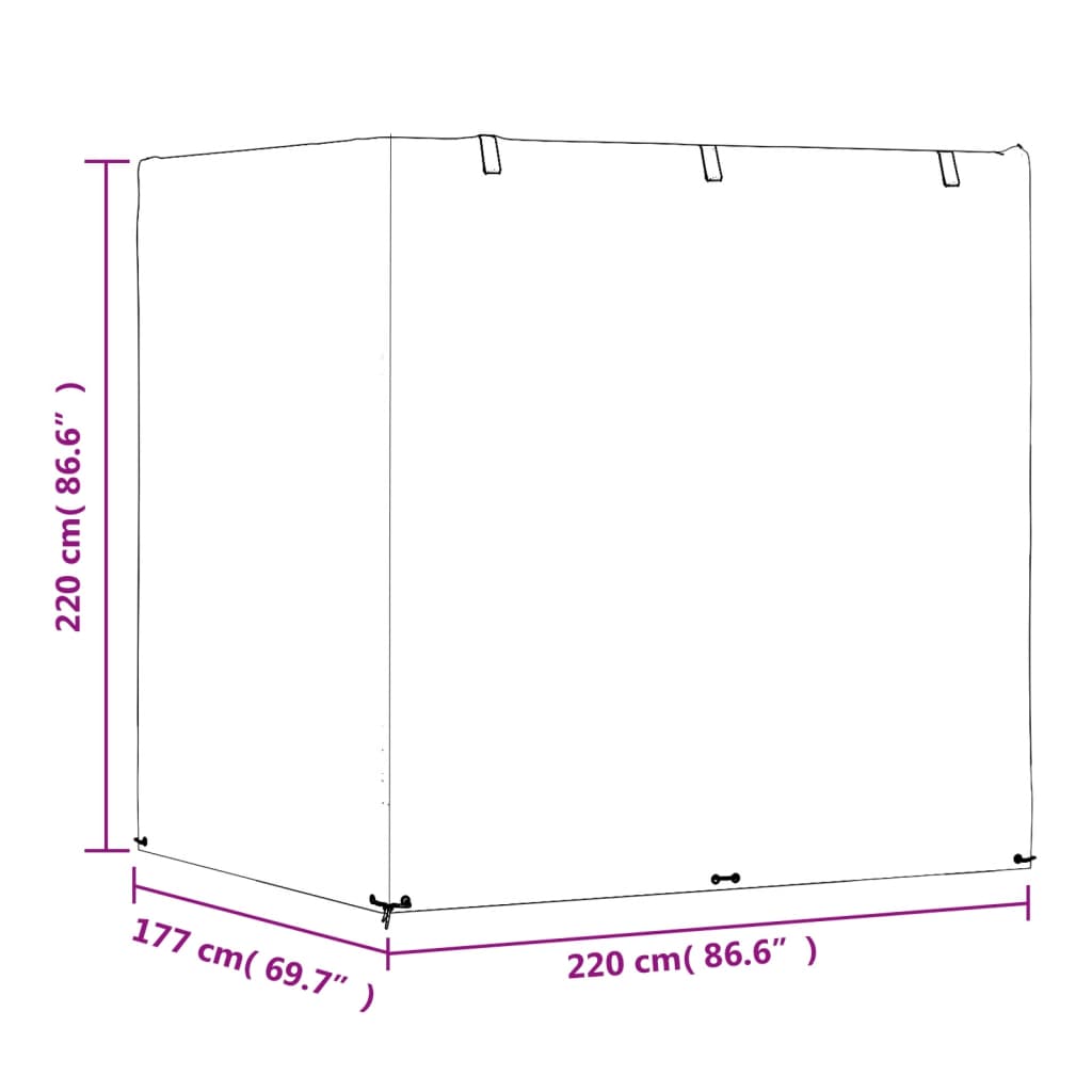 Swing Bench Cover with 12 Grommets 220 X 177 X 220 Cm Polyethylene