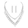 Luksusowy Błyszczący Geometryczny Design Ażurowy Diamentowy Naszyjnik Kolczyki Dwuczęściowy Zestaw Biżuteria Ślubna