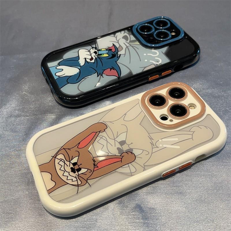 Tom und Jerry Cartoon Handyhülle iPhone 16 15 14 13 Pro Max Plus Silikon Stoßfeste Hülle Damen Paare