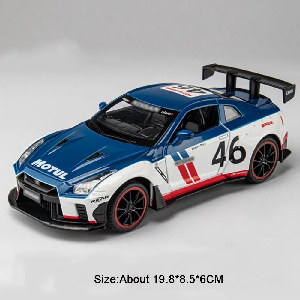 1:22 P1 GTR Model Toy Diecast Alloy Cars Doors Opened Front Wheel Steering Sound Light Pull Back Sports Car Kid Birthday Present