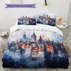 Sky Castle Pattern Bedding Quilt Set  Home Decoration  Gift (1 * Duvet Cover + 2 * Pillowcase  Without Core)