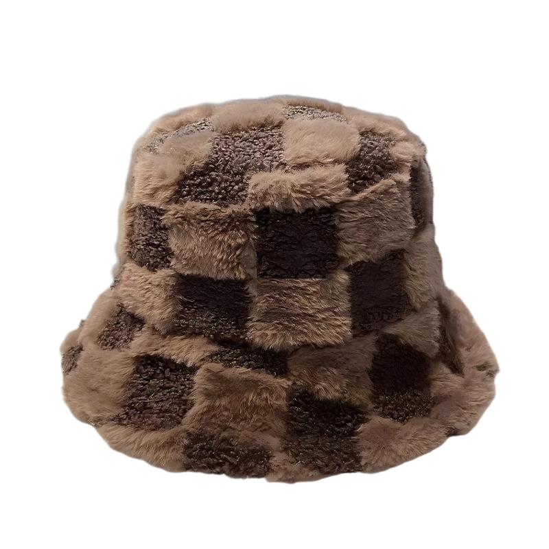 Japanese-Style Lamb Wool Fisherman Hat For Women Winter Korean  Versatile  Bucket Hat Casual Warm Fleece-Lined Hat