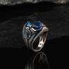 2023 New Zinc Alloy Ring For Men Fashion Trend Blue Zircon Finger Ring Male Party Jewelry