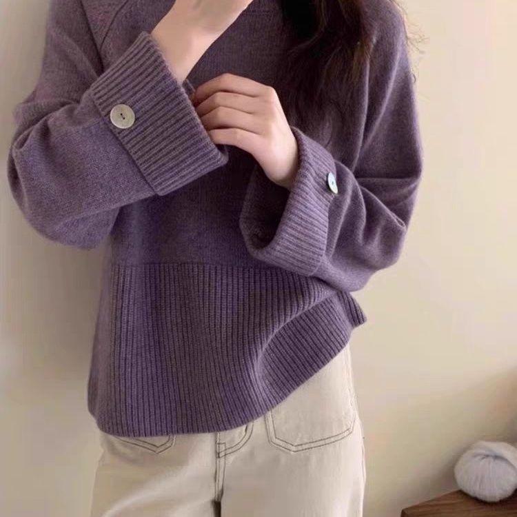 Französischer Rollkanten-Kuscheliger Herbst-Winter-Rundhals-Damenpullover - Weiche Strick-Innenschicht