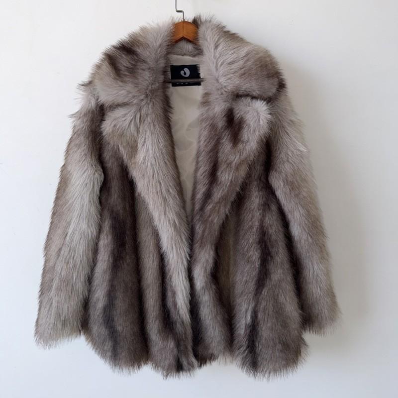 Womens Faux Fur Coat 2026 Winter Warm Loose Street Style Jacket With Pockets Mid-Length