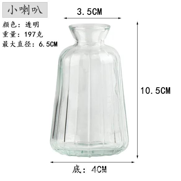 Decorative Flower Bottle Nordic Glass Vase Transparent Bud Vase Designed Hydroponic Plant Pot Living Room Decor Table Ornaments