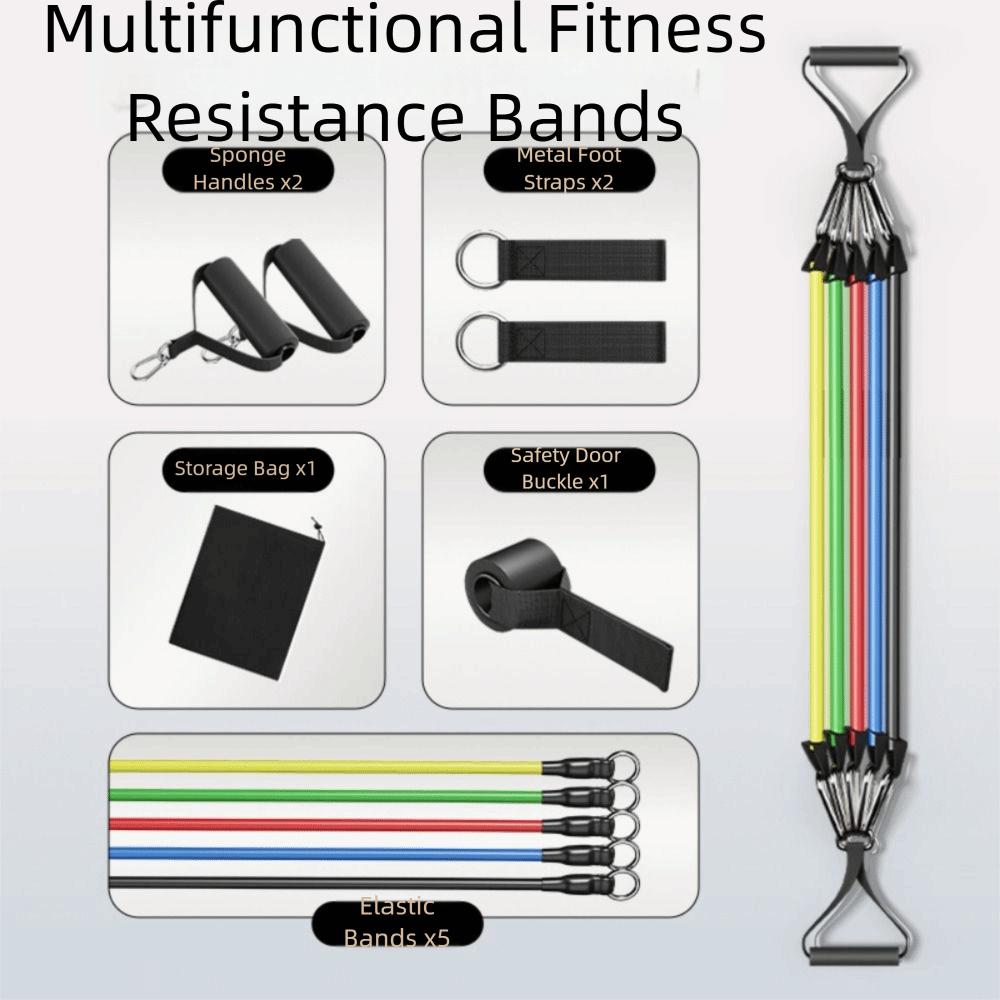 11Pcs/Set Durable TPE Tension Rope Set Anti-Break Elastic Training Band  Home Workout