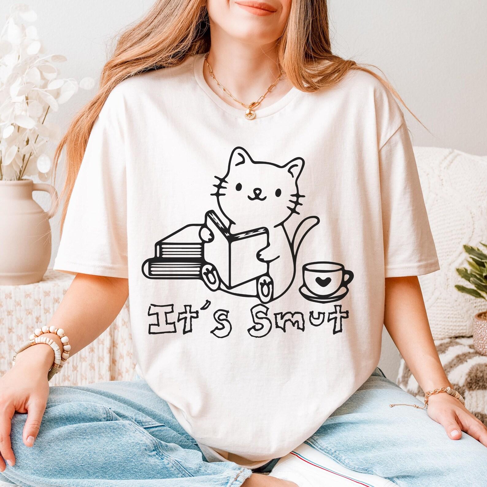 It’s Smut Shirt | Funny Bookish Cat Graphic Tee, Spicy Romance Reader Top 4XL