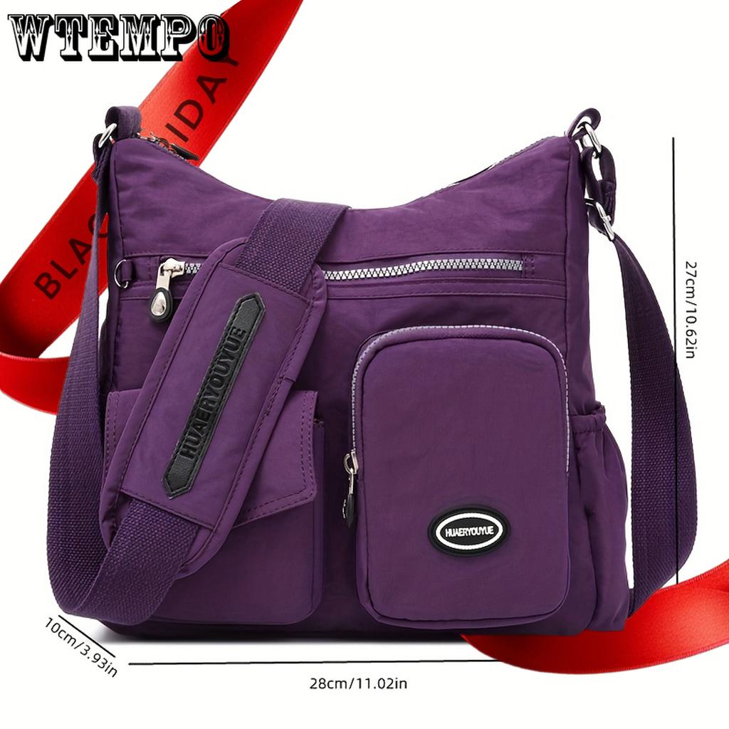 Women's Casual Nylon Crossbody Bag - Water-Resistant, Adjustable Strap, Zip Closure, Foldable Design In Mixed Colors
