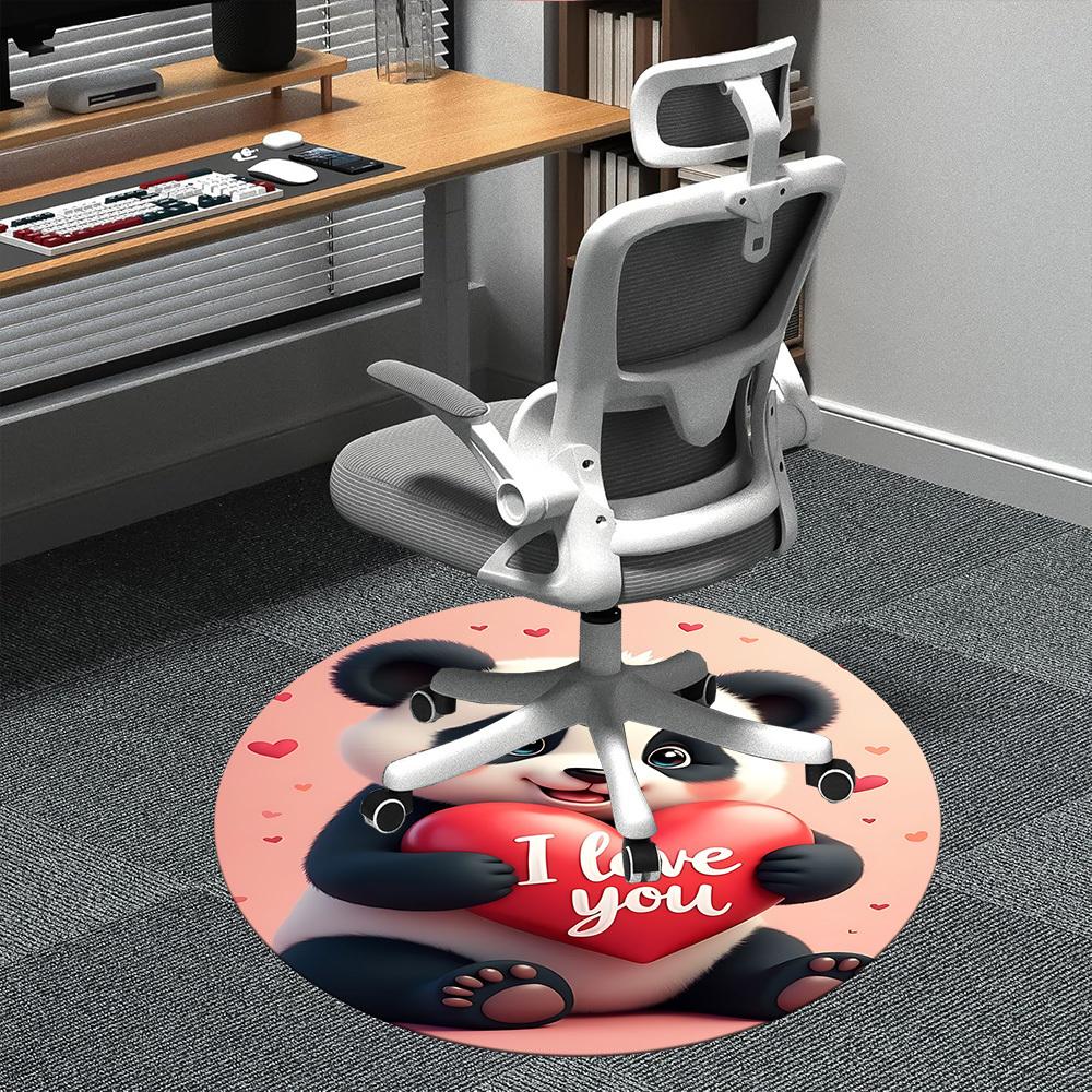 1PC Panda Heart Office Round Area Rug, Indoor Mat Suitable ForOffice, Under Office Chairs Bedroom Living Room Home Decor, Room Deco,  f024