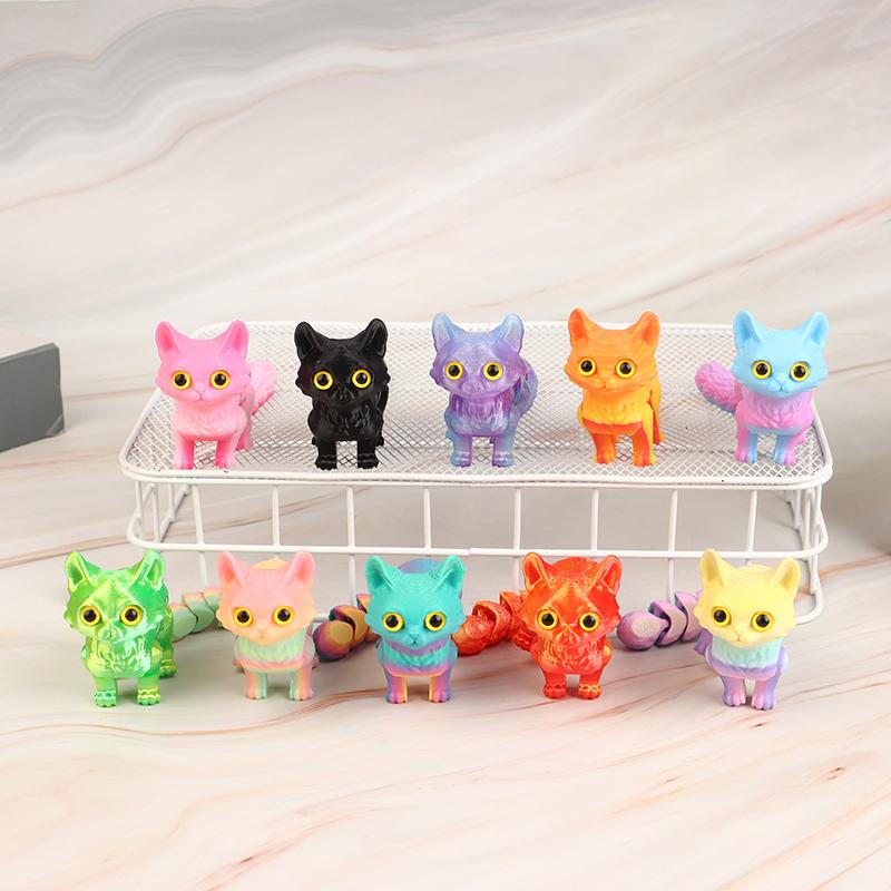 1PC 3D Printable Movable Tail Joints Cute Cat Ornament Children's Gift Toy Model Car Desktop Decorations New High Quality Gift