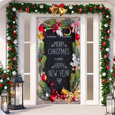 Veselé Vánoce Dekorace dveří Venkovní samolepky Tapiserie Veselé Vánoce Banner Decor